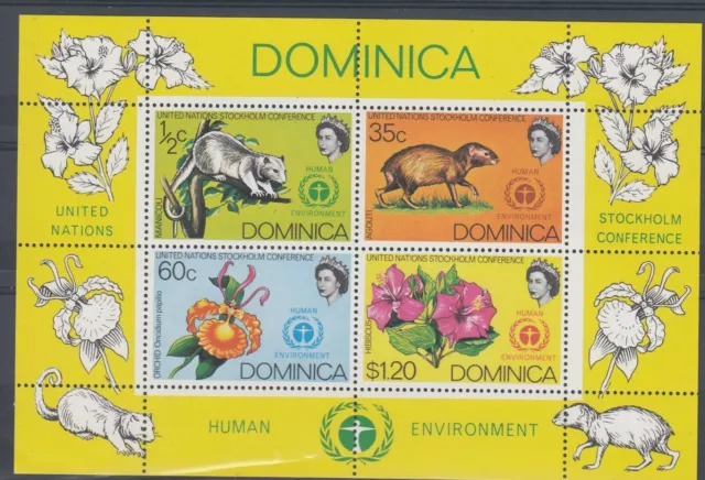 Timbre Stamp  Bloc Ile Dominica Y&T#13 Faune Fleur Neuf**/Mnh-Mint 1972 ~D27