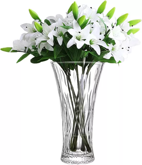 Glass Vase 12”(30Cm) Flower Vases Large Crystal Clear Glass Vases Centerpiece