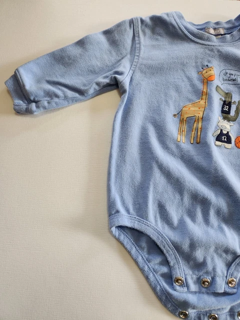Carters Baby Infant Boys 9 Months Blue Long Sleeve One Piece Bodysuit with Snaps 3