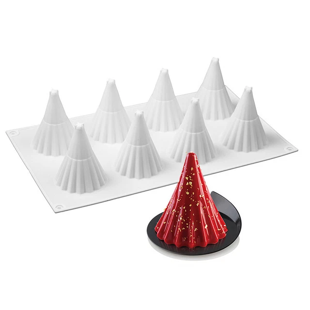 8 Cavity Christmas Tree Shaped Silicone Cake Mold Cookies 3D Baking Tools Pe