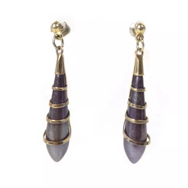 Juego De Vintage Precioso Irridescent Lavanda Perla Colgante Pendientes