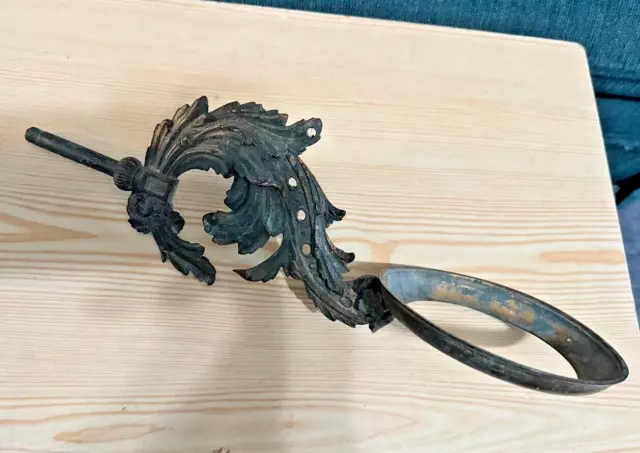Antique Fancy Bronze or Brass Decorative Oil Lamp Font Holder Wall Mounted