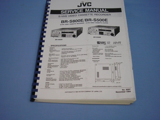 Manuale di servizio, diagrammi circuiti ecc. per JVC BR-S800E e BR-S500E