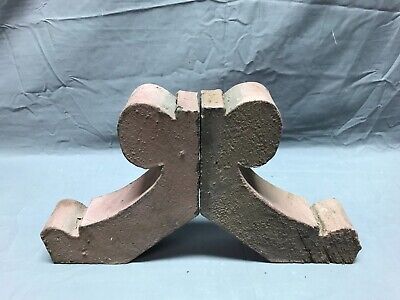 Pair Small Shabby Brown Wood Chic Gingerbread Porch Brackets VTG Corbels 994-22B 3