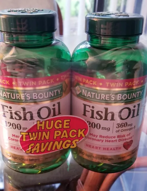 Nature’s Bounty Fish Oil Omega-3 1200mg Softgel - 180 Count (2 Pack)