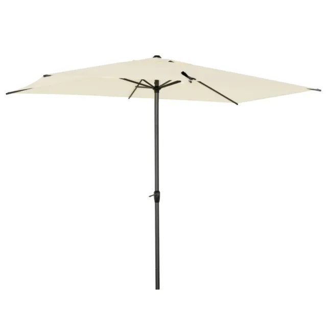 Outsunny 2.58m Aluminium Garden Parasol Sun Umbrella Angled Canopy Beige