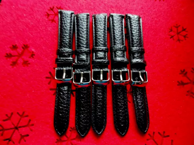 5 pcs. JOB LOT Wholesale New Strap Wrist Watch Faux Leather Black Genuine 22mm