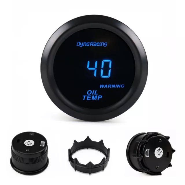 Universal 2'' 52mm Oil Temperature Gauge Blue Digital LED Oil Temp Meter Tinted