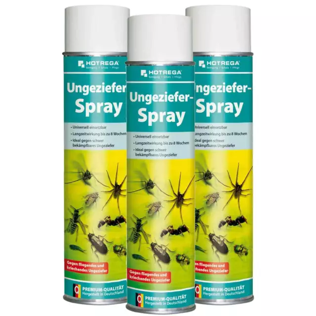 HOTREGA Ungeziefer Spray Insekten Spray Mücken Insektenvernichter Spray 3x 600ml