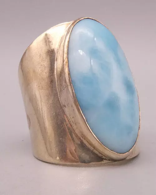 Ring Silber 925 Sterling modernes mehrfärbiges Designerstück großer Larimar