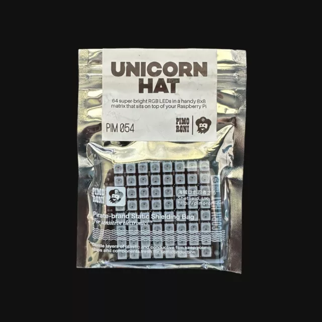 Pimoroni PIM054 Unicorn HAT 8x8 for Raspberry Pi with 64 Addressable RGB LEDs
