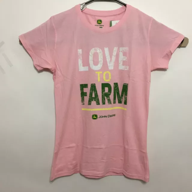 John Deere Womens T-Shirt Love To Farm Tee Color Light Pink
