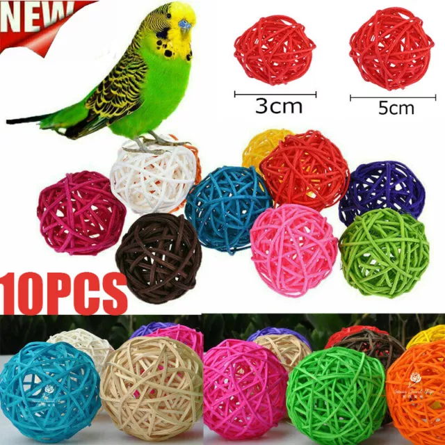 10X Natural Rattan Ball Bird Chew DIY Toy Parrot Budgie Parakeet Cockatiel Macaw