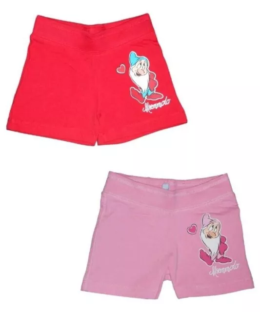 Disney 7 Nani  pantaloncini shorts cotone rosa rosso bimba bambina 4 5 anni