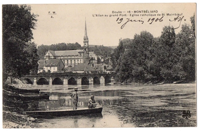 CPA 25 - MONTBELIARD (Doubs) - 16. L'Allian au grand pont - Eglise catholique de
