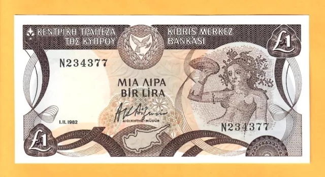 Cyprus-1 Pound-1982-Pick 50-Serial Number 234377 ,  Unc .