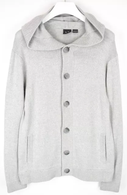 Armani Exchange Maglione Uomo Medio Misto Lana Tight-Knit Cardigan con Cappuccio