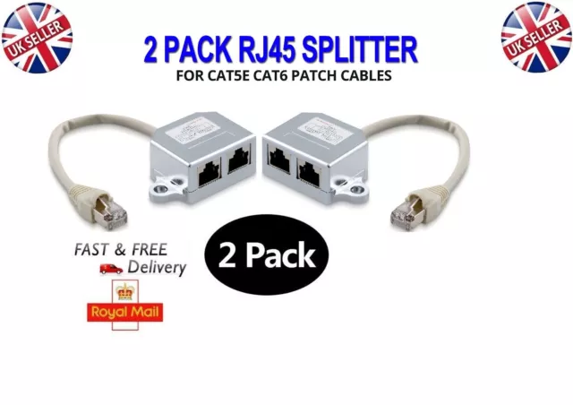 RJ45 Splitter Adapter LAN Ethernet Cable 1-2 Way Dual Female Port Connector Plug