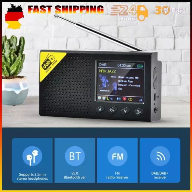 Neu Bluetooth 5.0 Digital Radio Stereo DAB FM Receiver Audio Broadcasting Player