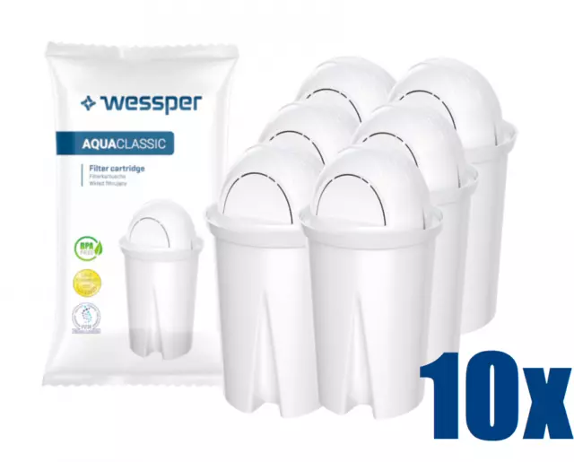 Lot de 10 Wessper AquaClassic Cartouches pour Carafe filtrante BRITA Classic