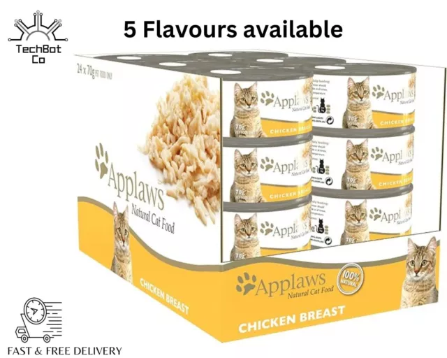 Applaws Natural Wet Cat Food All Flavors - 70 G Tins, Pack of 24