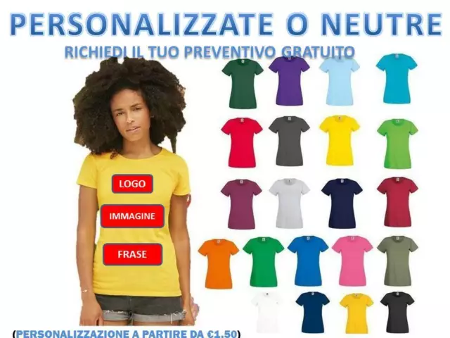 Maglietta Donna In Cotone Manica Corta Fruit Of The Loom t-shirt da lavoro