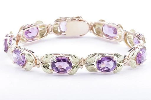 Armband Amethyst 585 14k Bicolor Gold Länge 19 cm Luxus!