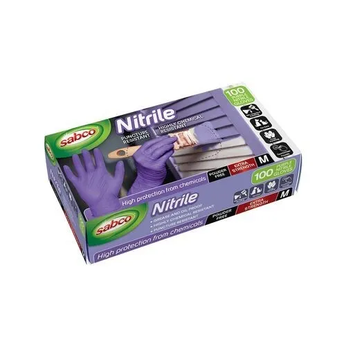 Sabco Medium Purple Food Safe Latex Free Nitrile Disposable Gloves - 100 Pack