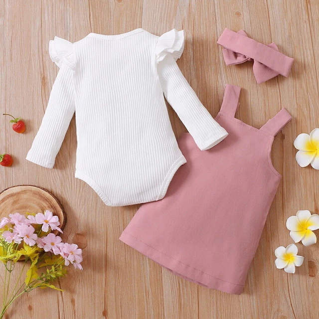 Set gonna abito neonate bambine a maniche lunghe arricciacapelli top cinturino 6