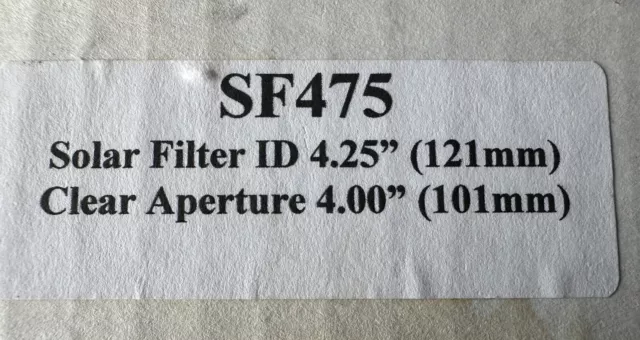 Filtro solar de película delgada Seymour Solar SF475P1 4,75 3