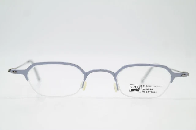 Lunettes Vintage Davidoff 95029-310 Titane Bleu Argent - Demi-monture NOS, Neuve Sans étiquette