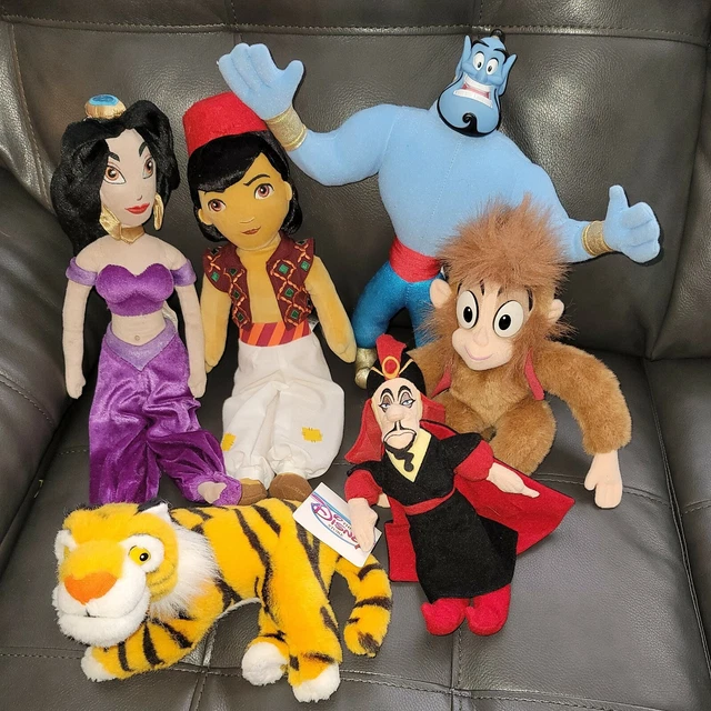 DISNEY ALADDIN PLUSH Lot Princess Jasmine Rajah Tiger Genie Abu Monkey