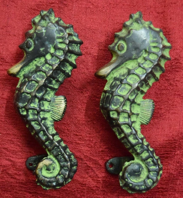 Sea Horse Shape Decorative Door Handle Drawer Pull Handmade Brass Vintage VR467