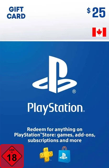 PSN Card 25 CAD - PlayStation PS5/PS4/PS3 Guthaben Digital Code - Nur Kanada/CA