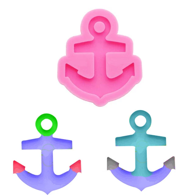 Anchor Shaped Silicone Molds Keychain with Hole Pendant Clay Mold for DIY Cake T