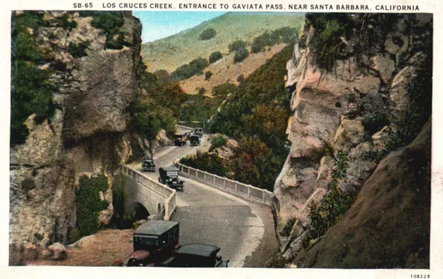 Postcard CA near Santa Barbara Las Cruces Creek to Gaviata Pass Vintage PC f6856
