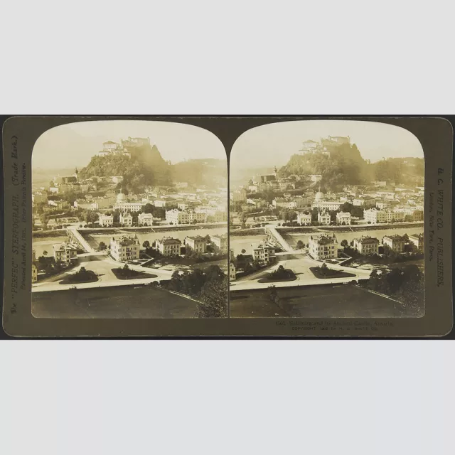 Stereofotografie: H. C. White Co. Salzburg and its Ancient Castle, Österreich