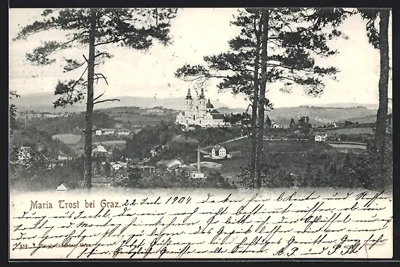 Graz, Wallfahrtskirche Mariatrost, Ansichtskarte 1904