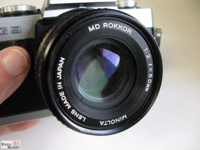 Minolta SLR Kamera XG 9 Spiegelreflex mit original MD Rokkor 1:2/50 mm lens 3