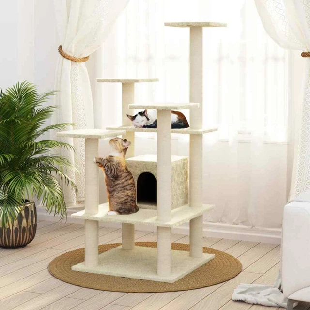 vidaXL Arbre à chat avec griffoirs en sisal Crème 110 cm