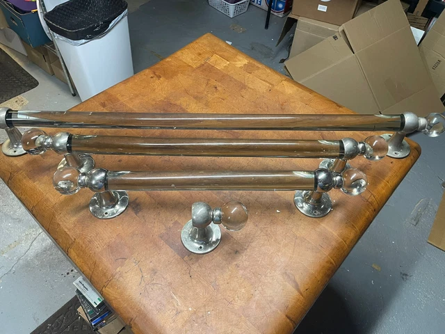 3 Vintage towel bar rods glass ball deco victorian bathroom set 23” 29” 41” long