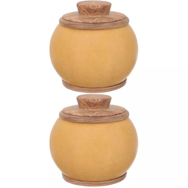 2 Pack Natural Gourd Tea Circle Canvas Storage Container with Lid