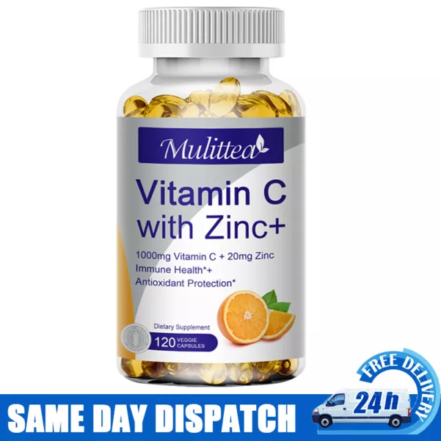 Vitamin C Capsules 1000mg+Zinc 20mg Immune System Support,Brain Health 120Pcs