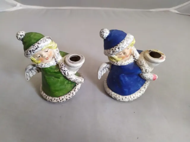 Goebel Engel Kerzenhalter Grün & Blau Kerzenständer Figuren
