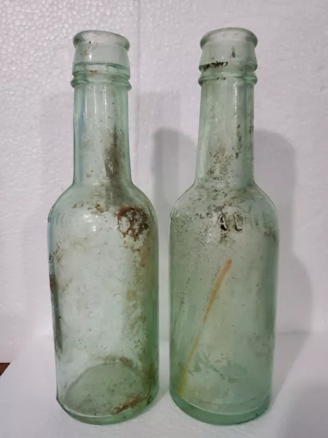 BOTTLE: green glass, Lea & Perrins Worcestershire, LOT of 2-J62D & J83D VTG 1920