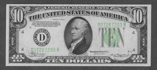 FR 2006-D UNC $10 Cleveland Series 1934A Green Seal Federal Reserve Note