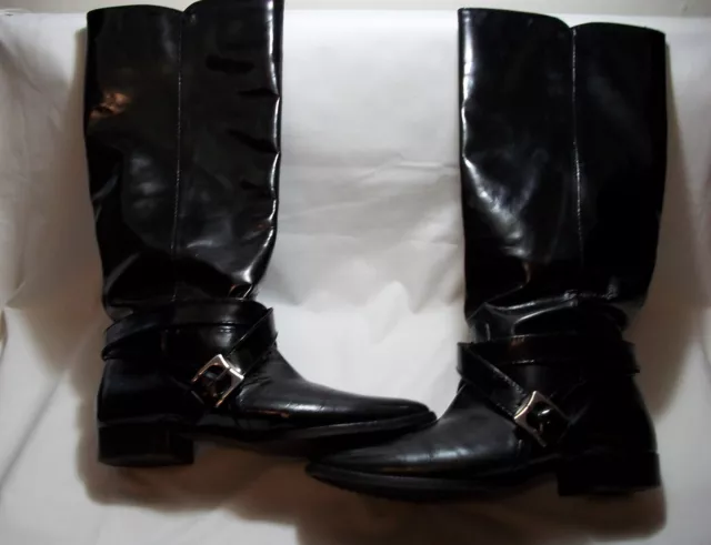 Marc By Marc Jacobs  Black Leather Boots W/ Buckles Size 38 Eur 7.5 - 8 Us