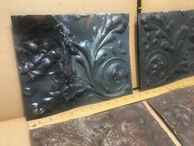4pc Lot of 11.5" by 9.5" Antique Ceiling Tin Vintage Reclaimed Salvage Art Craft 2