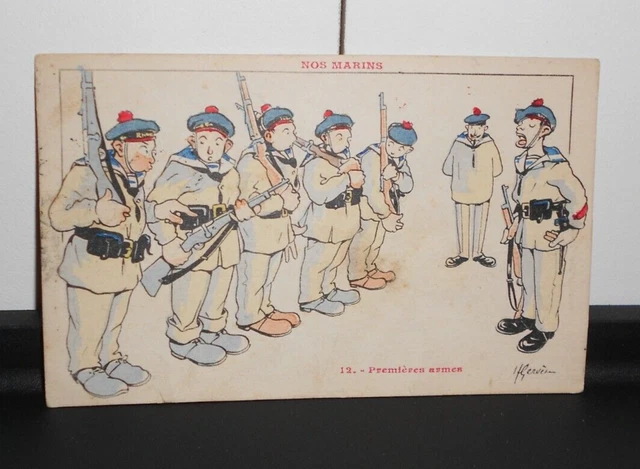 Carte Postale Ancienne Nos Marins Premieres Armes H. Gervese