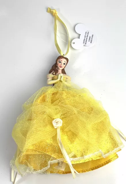 Disney Parks Princess Christmas Ornament Belle Beauty Beast Tulle Dress Gown